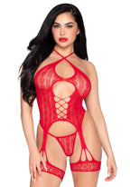 2pc Heart Net Halter Cami and G-String Panty - Os by Leg Avenue from LoveMart Co.