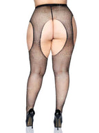 Casey Rhinestone Fishnet Suspender Pantyhose - Queen by Leg Avenue from LoveMart Co.