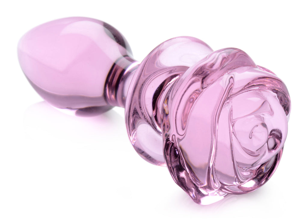 Rose Glass Anal Plug - Medium by XR Brands from LoveMart Co.