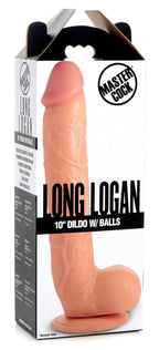 Long Logan 10 Inch Dildo With Balls - Light by XR Brands from LoveMart Co.