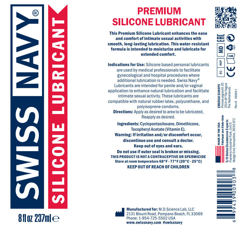 Swiss Silicone Lube - 2 Fl. Oz. by MD Science Lab from LoveMart Co.