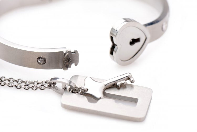 Cuffed Locking Bracelet and Key Necklace by XR Brands from LoveMart Co.