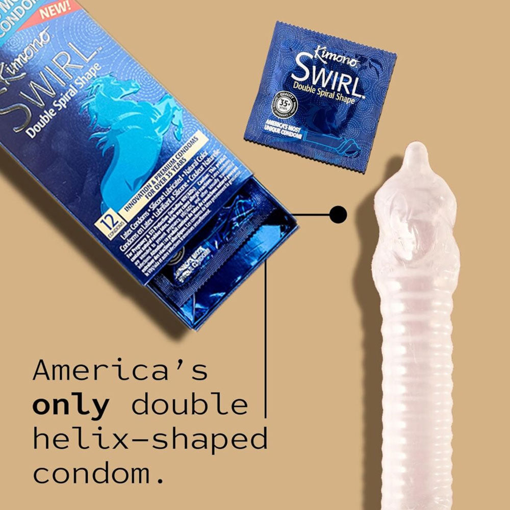 Kimono Swirl 3 Count Condoms by Paradise Marketing from LoveMart Co.