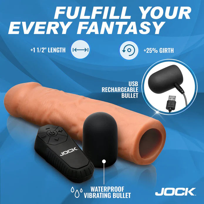 Jock Vibrating Penis Extension with Remote - Medium by Curve Toys from LoveMart Co.