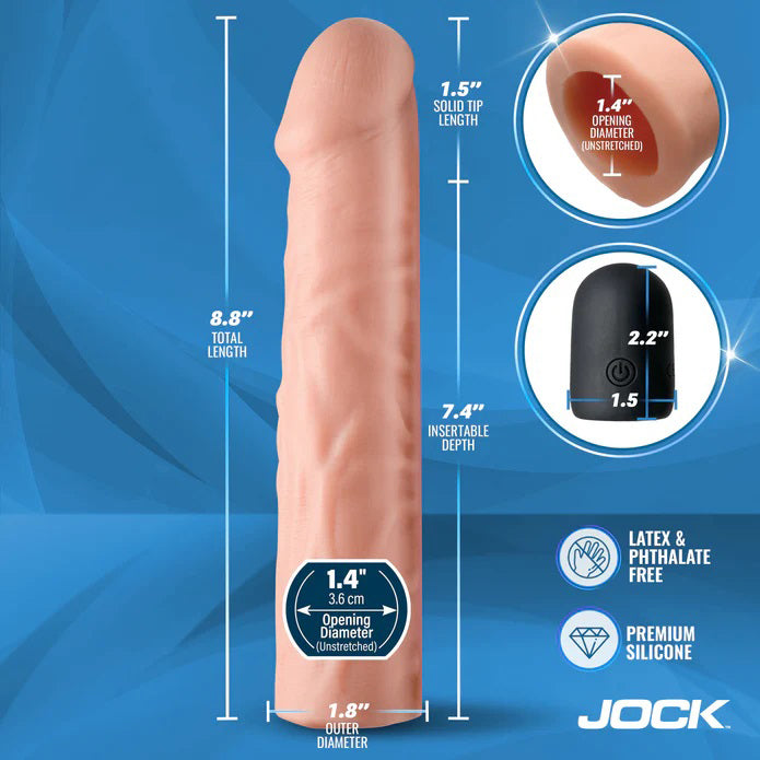 Jock Vibrating Penis Extension with Remote - Light by Curve Toys from LoveMart Co.