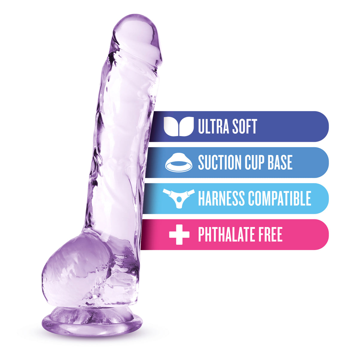 Naturally Yours - 8 Inch Crystalline Dildo - Amethyst by Blush from LoveMart Co.