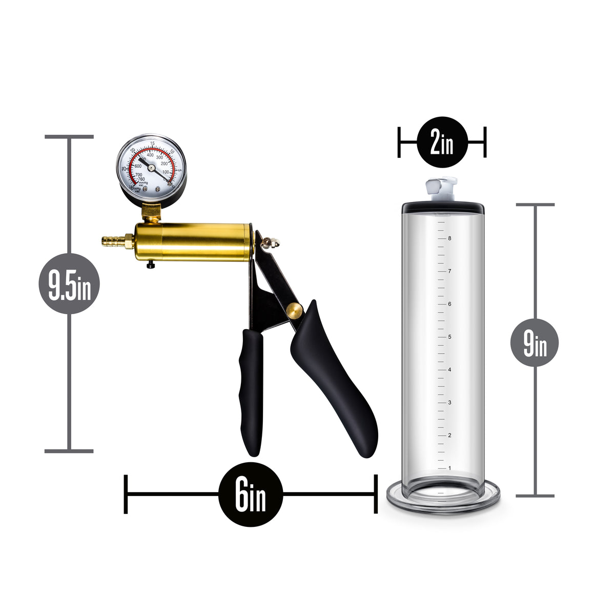 Performance - Vx6 Vacuum Penis Pump With Brass Pistol & Pressure Gauge by Blush from LoveMart Co.
