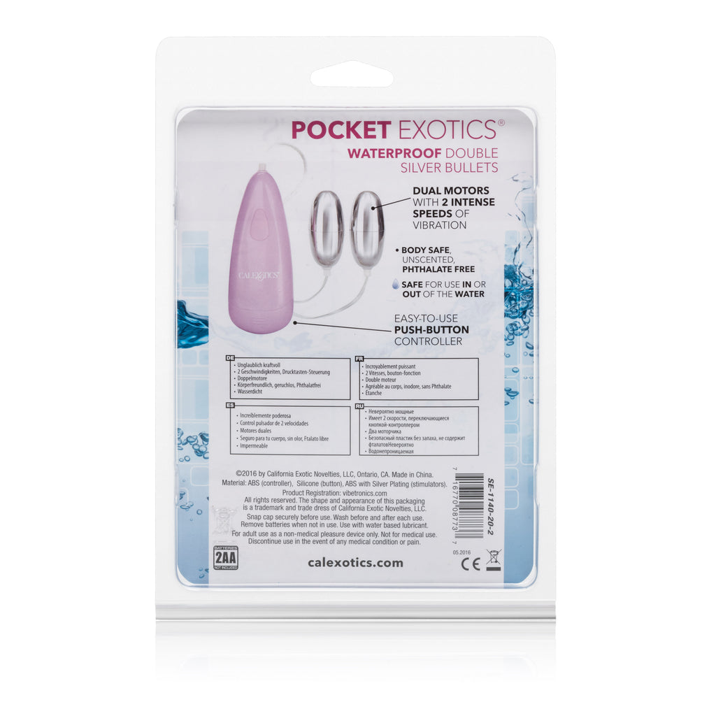 Pocket Exotics Waterproof Double Silver Bullets by CalExotics from LoveMart Co.