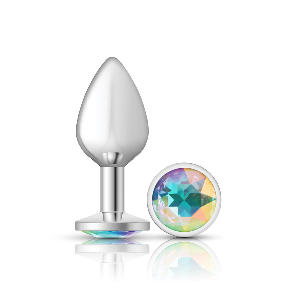 Iridescent Round Gem Silver Metal Plug - Md by Viben from LoveMart Co.