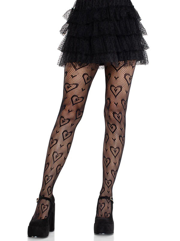 Cherie Heart Net Tights O/s by Leg Avenue from LoveMart Co.