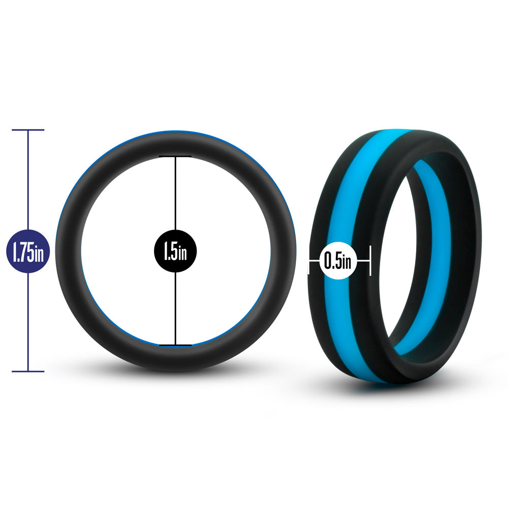 Performance - Silicone Go Pro Cock Ring - Black/blue/black by Blush from LoveMart Co.