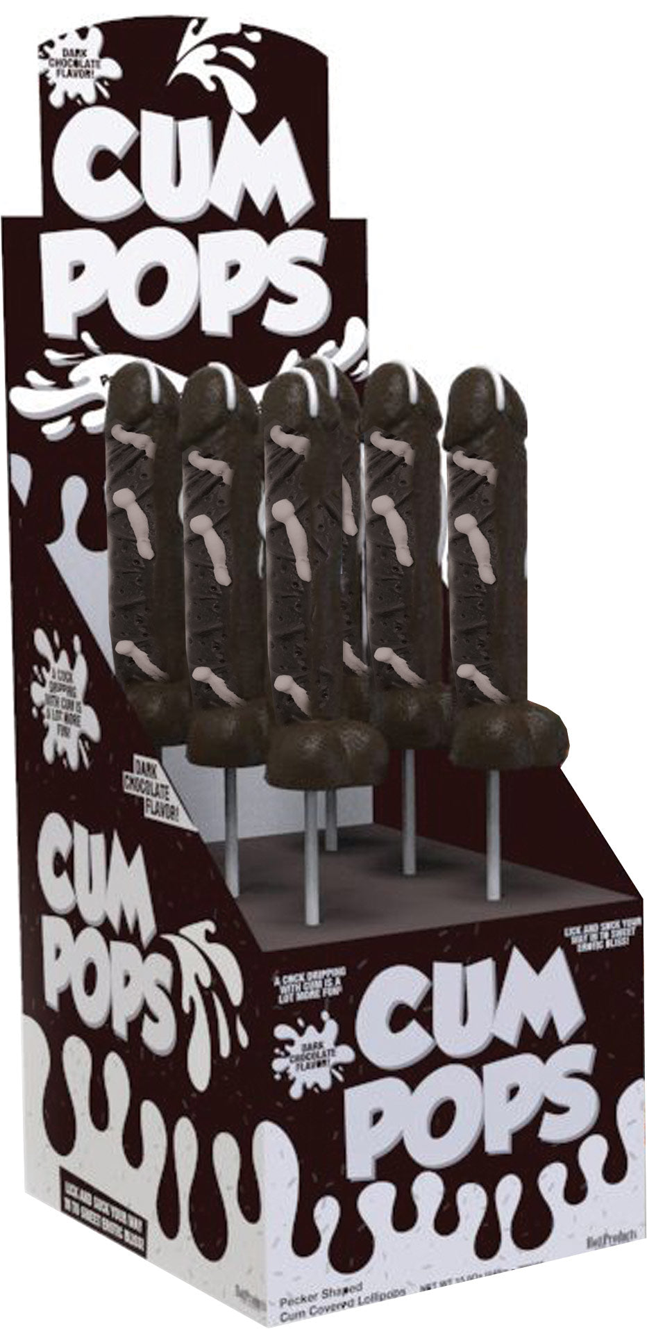 Cum Cock Pops - Dark Chocolate - 6 Piece P.O.P. Display by Hott Products from LoveMart Co.