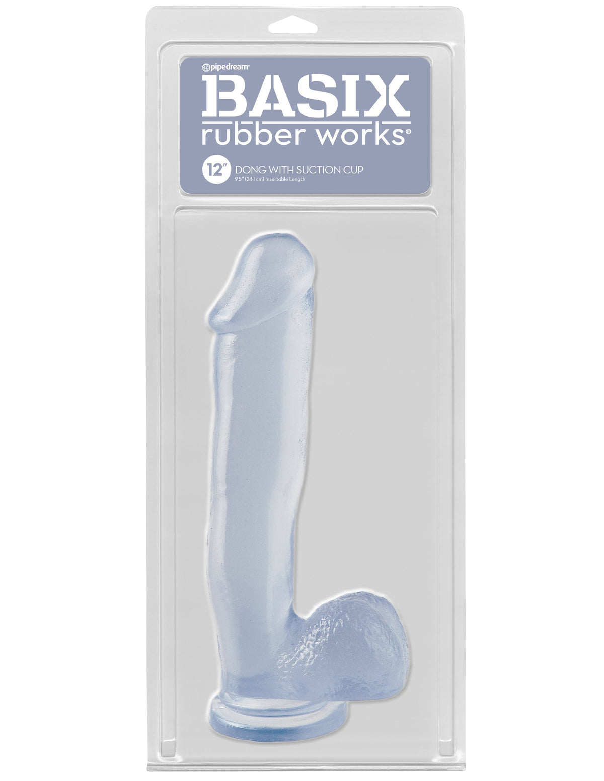 Basix Rubber Works 12 Inch Dong With Suction Cup - Clear by Pipedream from LoveMart Co.