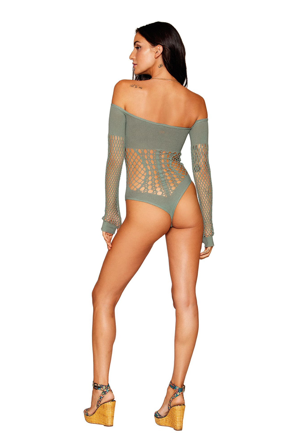 Long Sleeve Teddy - One Size - Sage by Dreamgirl from LoveMart Co.
