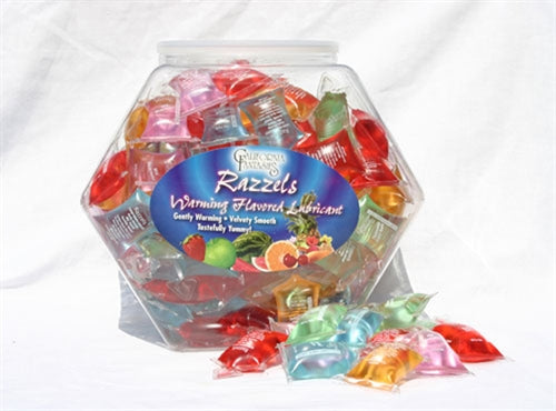 Razzels Warming Lubricant - 100 Pillow Fishbowl - Assorted Flavors by California Fantasies from LoveMart Co.
