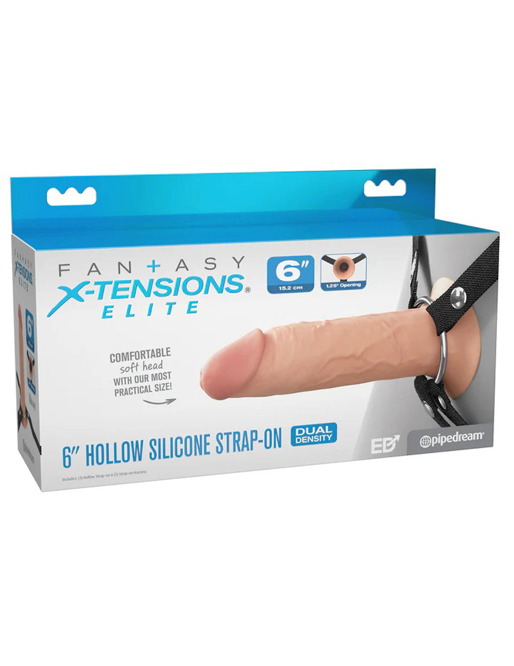 Fantasy X-Tensions Elite 6" Silicone Hollow Strap Dual Density - Light by Pipedream from LoveMart Co.