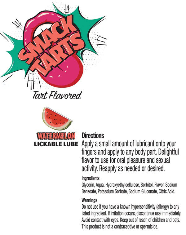 Smack Tarts Lube 3ml Pouch Display 36pc - Sour Watermelon by Little Genie from LoveMart Co.