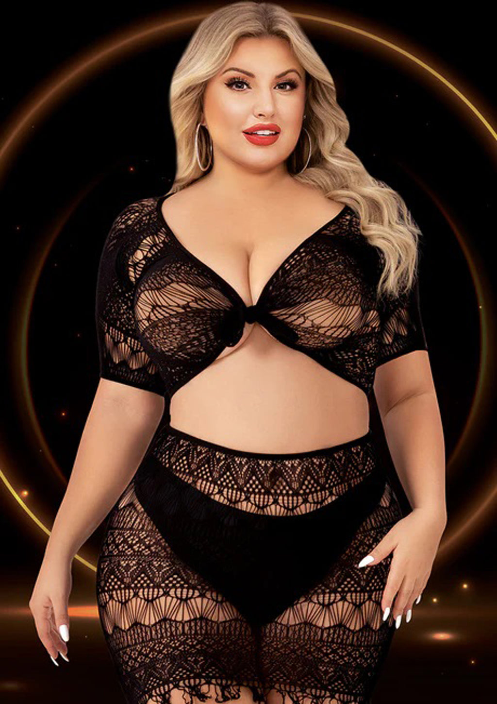 2 Piece Crop Top and Skirt Set - Queen Size by Lapdance from LoveMart Co.