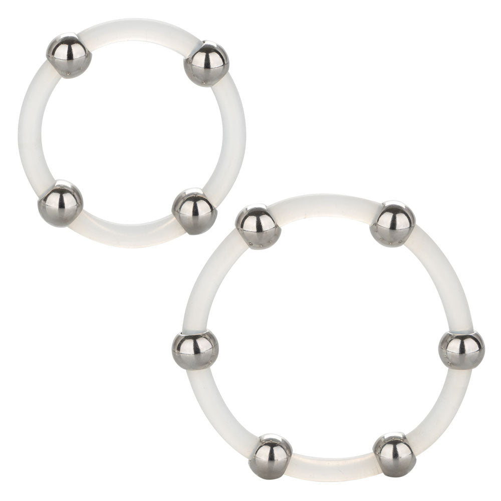 Steel Beaded Silicone Ring Set by CalExotics from LoveMart Co.