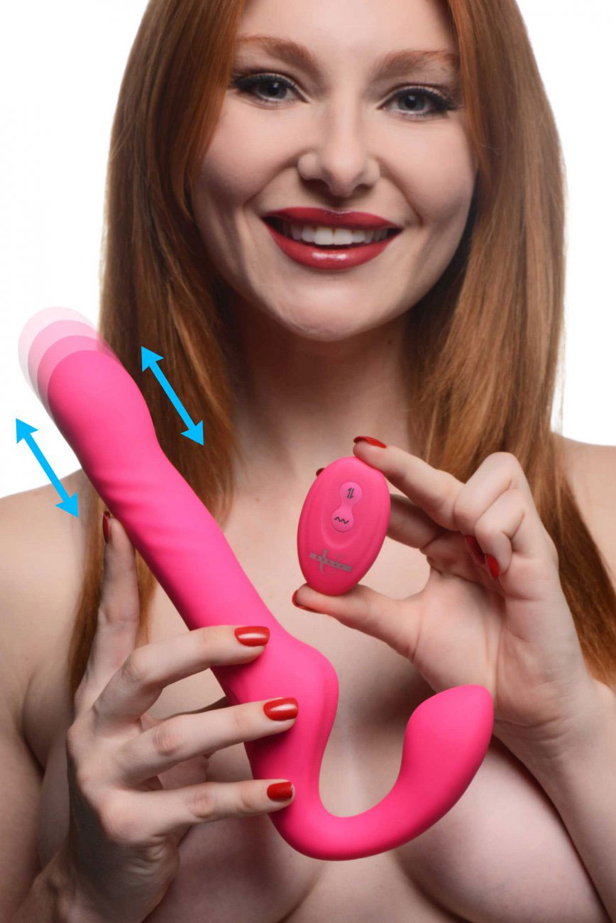 Mighty-Thrust Thrusting and Vibrating Strapless Strap-on With Remote by XR Brands from LoveMart Co.