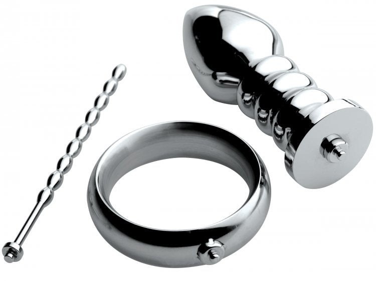 Zeus Deluxe Series Voltaic for Him Stainless Steel Male E-Stim Kit by XR Brands from LoveMart Co.