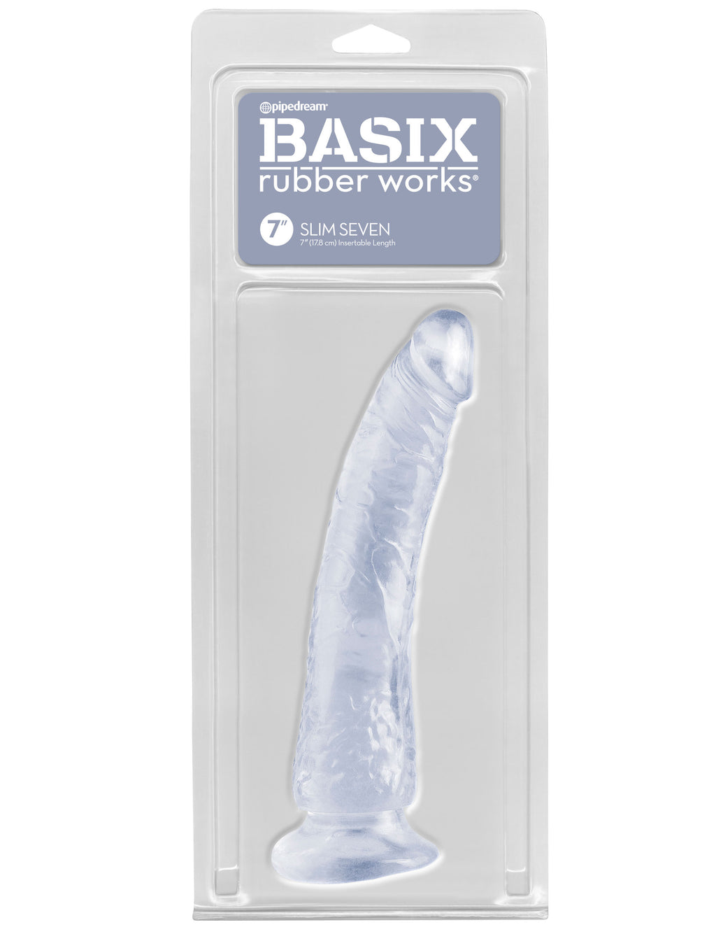 Basix Rubber Works - Slim 7 Inch With Suction Cup by Pipedream from LoveMart Co.
