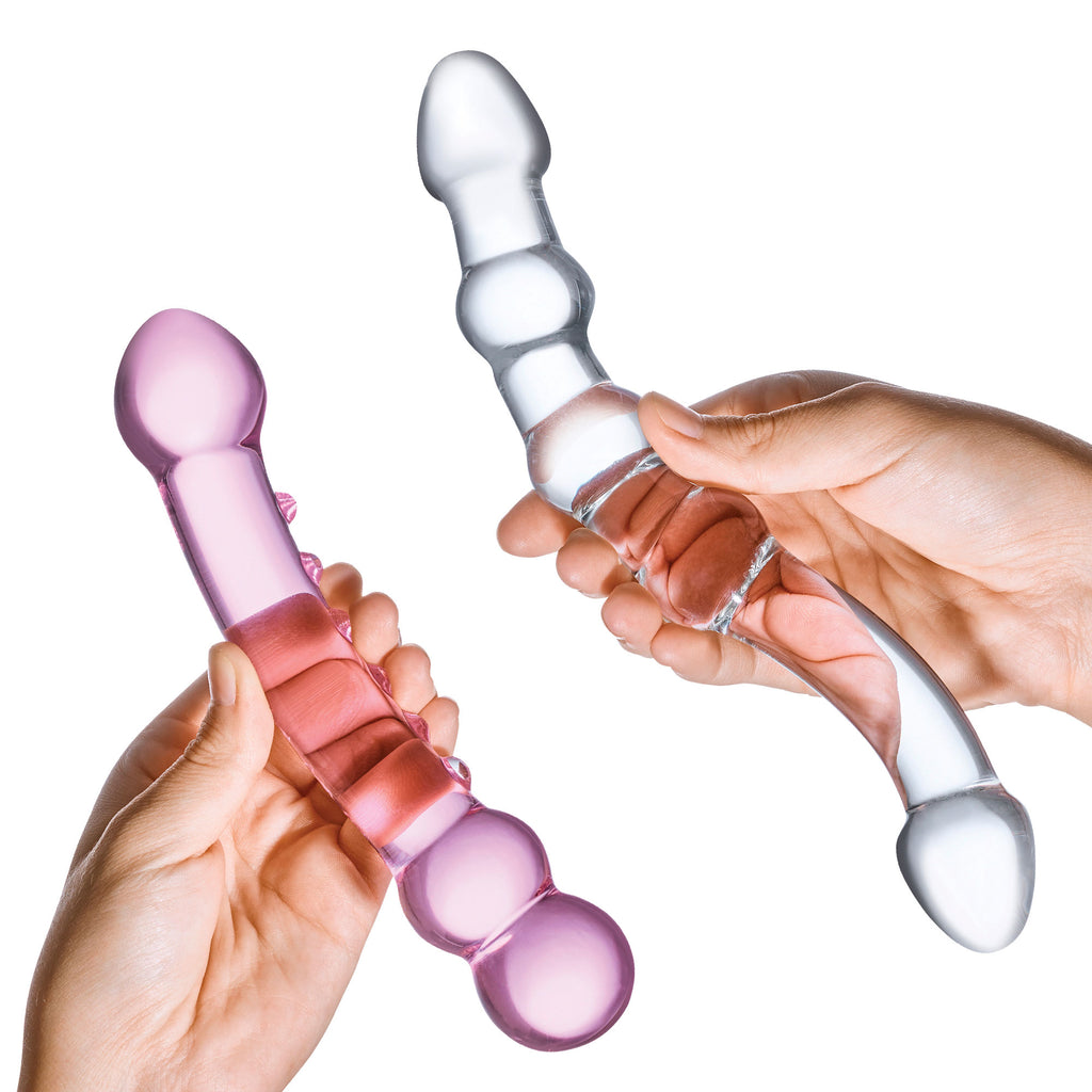 2 Pc Double Pleasure Glass Dildo Set by Electric Novelties from LoveMart Co.