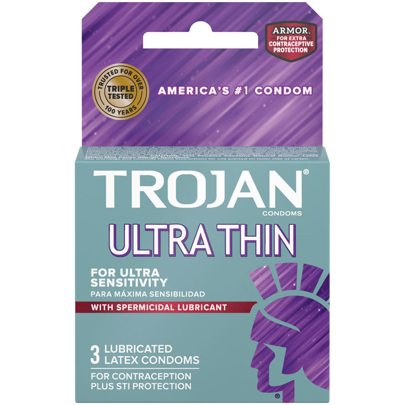 Trojan Ultra Thin Armor Spermicidal Condoms - 3 Pack by Paradise Marketing from LoveMart Co.