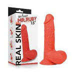 Real Skin Mr. Ruby 7.5" Dual Layer Dildo by Viben from LoveMart Co.