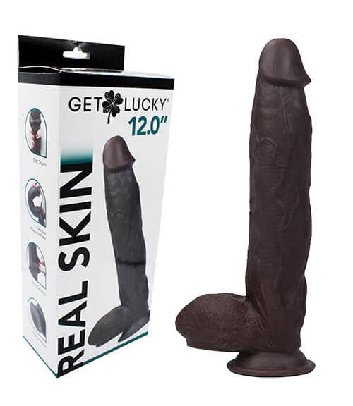 Real Skin 12 Dual Layer Dildo - Dark by Viben from LoveMart Co.