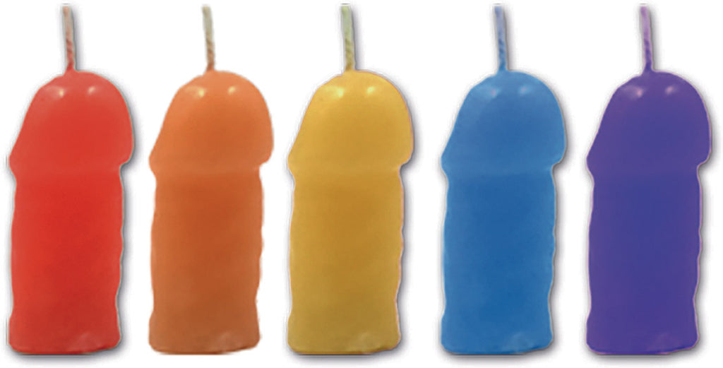 Rainbow Pecker Party Candles - 5 Pack by Hott Products from LoveMart Co.