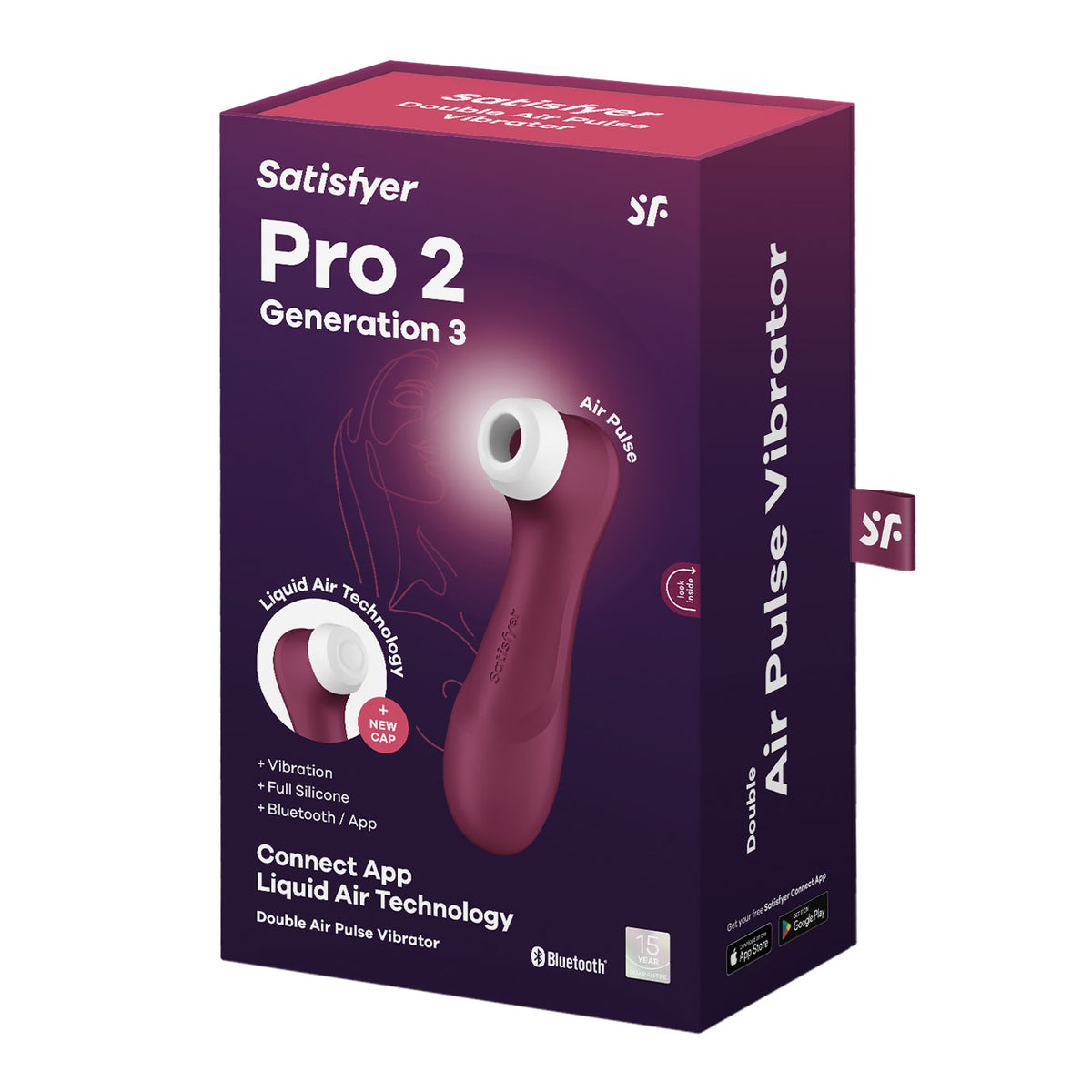 Satisfyer Pro 2 Generation 3 Connect App Liquid Air Technology Wine by Satisfyer from LoveMart Co.