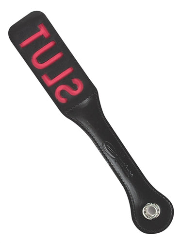 12 Inch Leather Impression Paddle - Slut by Sportsheets from LoveMart Co.