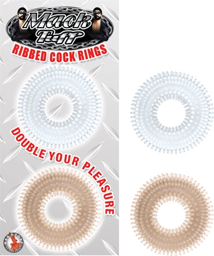 Mack Tuff Ribbed Cock Rings-Clear and Smoke by Nasstoys from LoveMart Co.