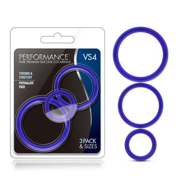 Performance - Vs4 Pure Premium Silicone Cockring Set - Indigo by Blush from LoveMart Co.