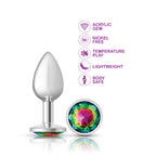 Rainbow Round Gem Silver Metal Plug - Sm by Viben from LoveMart Co.