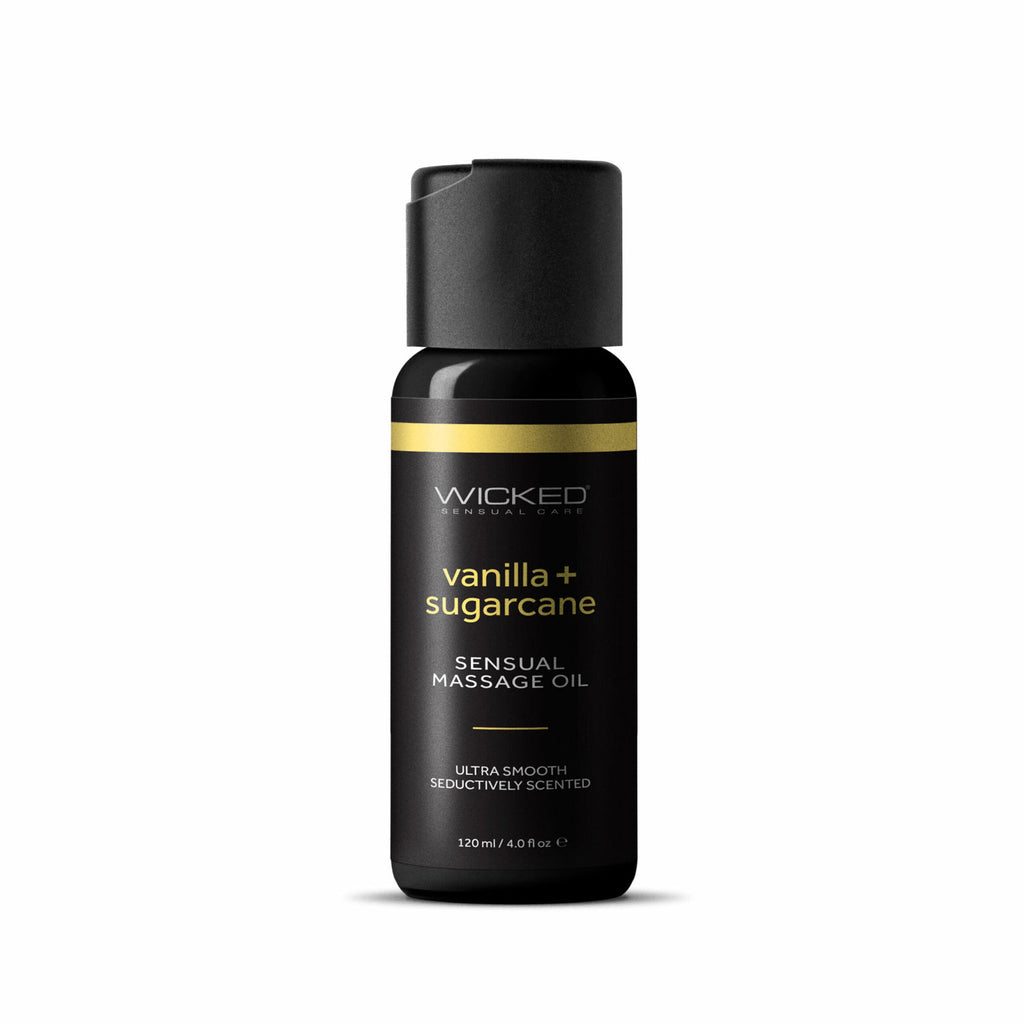Vanilla + Sugercane Massage Oil 4oz by Wicked Sensual Care from LoveMart Co.