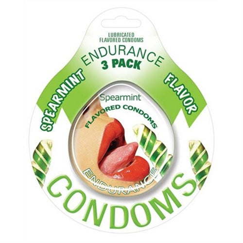 Endurance Condoms - Spearmint - 3 Pack by Hott Products from LoveMart Co.