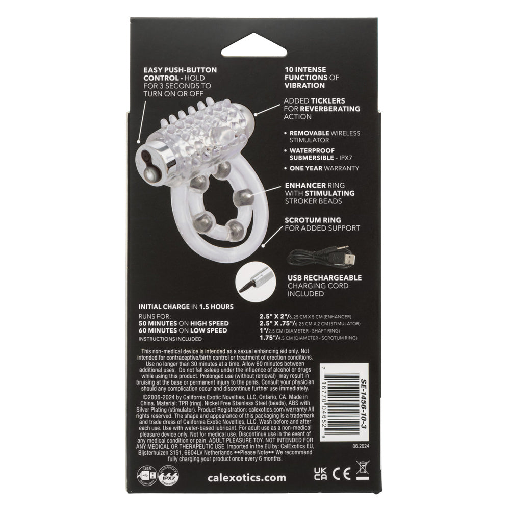Maximus Enhancement Ring 5 Stroker Beads Rechargeable by CalExotics from LoveMart Co.