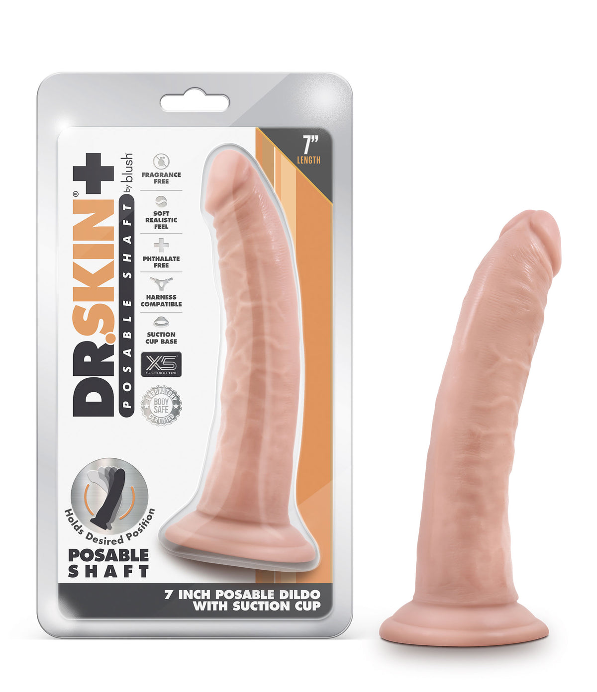Dr. Skin Plus - 7 Inch Posable Dildo - Vanilla by Blush from LoveMart Co.