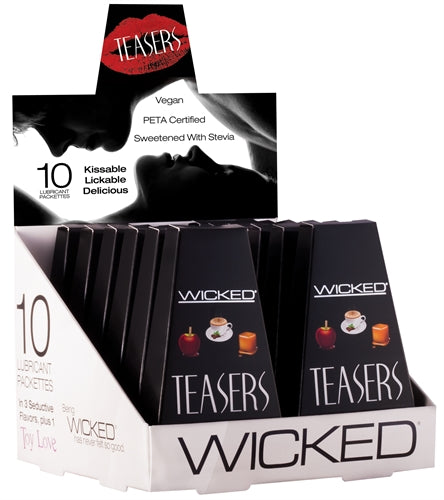 Teasers - 12 Piece Display Containing 10 Lubricant Packettes by Wicked Sensual Care from LoveMart Co.