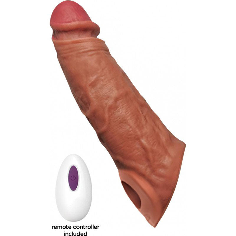 Thick Dick Vibrating Sleeve with Remote Control - Vanilla by Hott Products from LoveMart Co.
