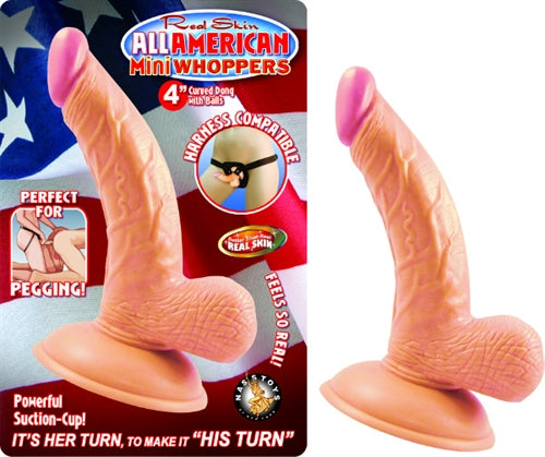 All American Mini Whoppers 4-Inch Curved Dong With Balls - Flesh by Nasstoys from LoveMart Co.