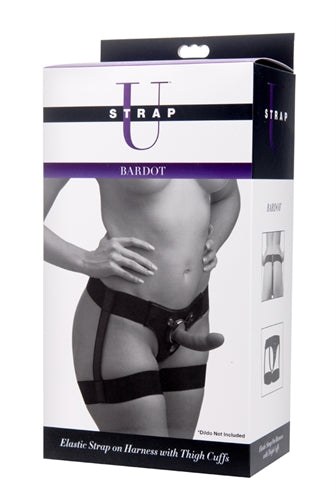 Bardot Elastic Strap on Harness With Thigh Cuffs by XR Brands from LoveMart Co.