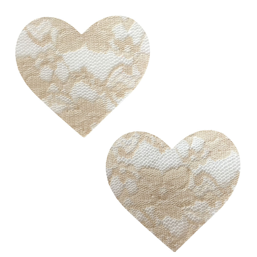 Nude Toffee Lace I Heart U Pasties by Neva Nude from LoveMart Co.
