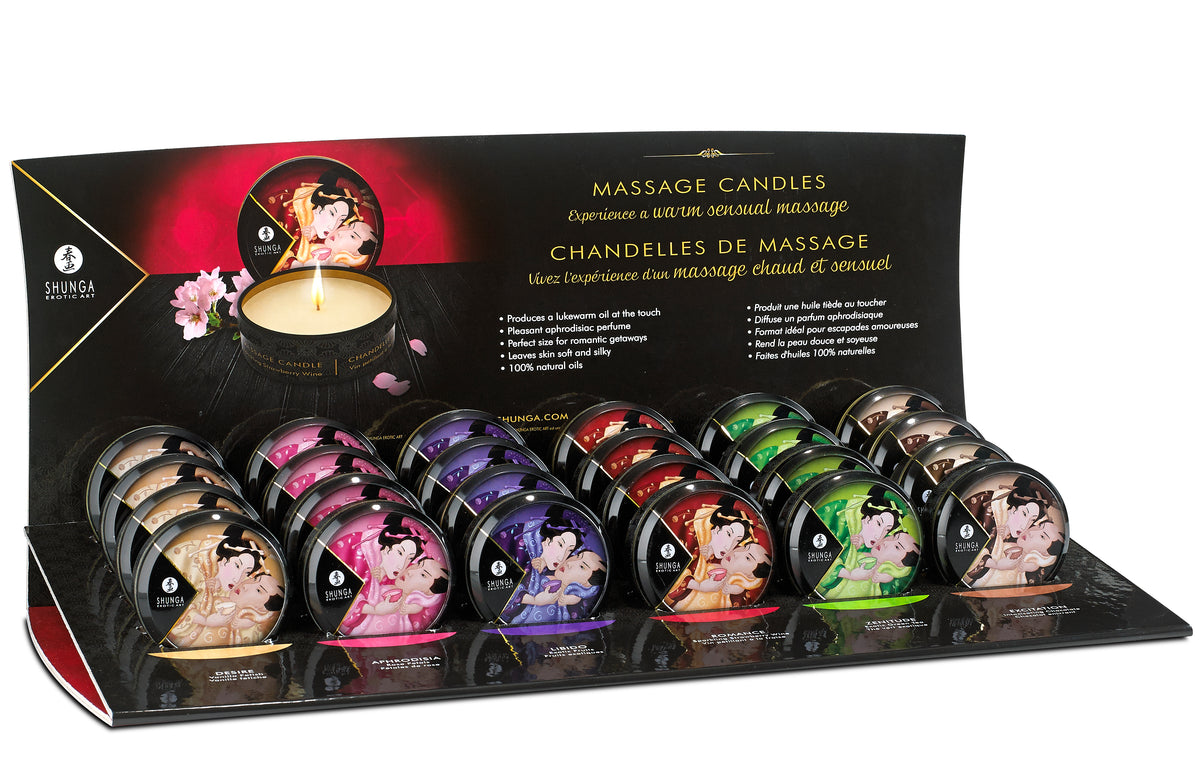Mini Massage Candle Display - 24 Count by Shunga from LoveMart Co.