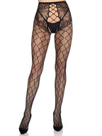 Faux Layer Net Tights With Crotchless Floral Panty - Os by Leg Avenue from LoveMart Co.