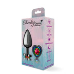 Rainbow Heart Gem Gunmetal Metal Plug - Lg by Viben from LoveMart Co.