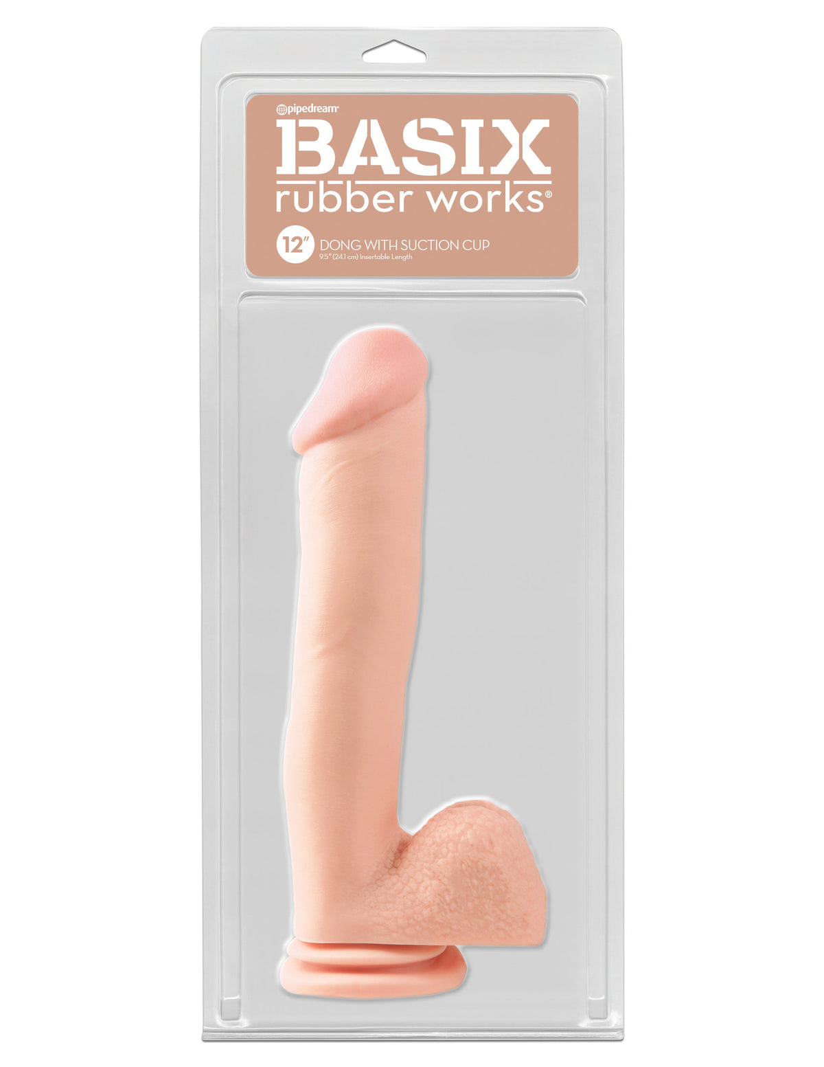 Basix Rubber Works 12 Inch Dong With Suction Cup - Light by Pipedream from LoveMart Co.