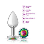 Rainbow Round Gem Silver Metal Plug - Md by Viben from LoveMart Co.
